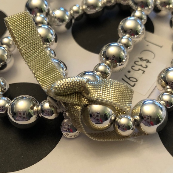 Authentic J. Crew Silver Beaded Elastic  Bracelet Set of 2.  New with tag. - Picture 8 of 10